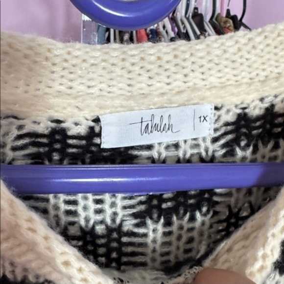 Talmlah Checkered Black and White Sweater Size 1X - Picture 7 of 7